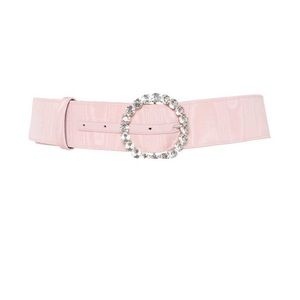 The Attico Pink Rounded Crystal Buckle Belt